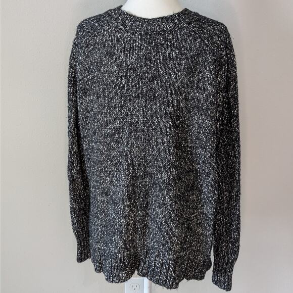 Loft Black & White Knit Crew Neck Oversized Raglan Long Sleeve Sweater Small - Picture 5 of 8